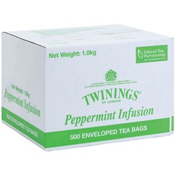 TWININGS PEPPERMINT ENVELOPED TEA BAGS BOX OF 500