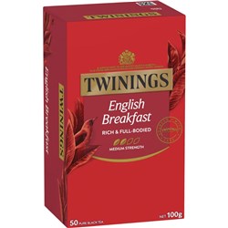TWININGS ENGLISH BREAKFAST TEA BAGS BOX OF 50