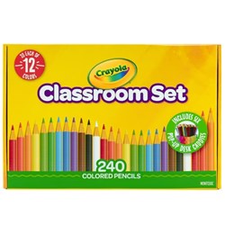 CRAYOLA COLOURED PENCILS CLASSROOM SET WITH CADDIES FULL SIZE ASSORTED PACK OF 240