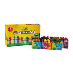 CRAYOLA CRAYONS CLASSROOM SET WITH CADDIES LARGE ASSORTED PACK OF 240