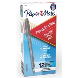 PAPERMATE FLEXGRIP ULTRA BALLPOINT PENS MEDIUM 1.0MM BLACK BOX OF 12