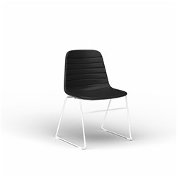 OLG SOFIA VISITOR CHAIR WHITE SLED BASE BLACK PU LEATHER SEAT
