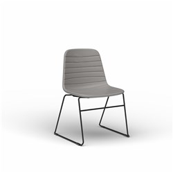 OLG SOFIA VISITOR CHAIR BLACK SLED BASE LIGHT GREY PU LEATHER SEAT