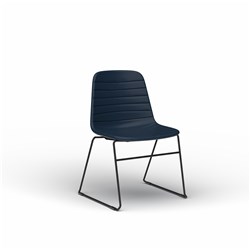 OLG SOFIA VISITOR CHAIR BLACK SLED BASE NAVY PU LEATHER SEAT