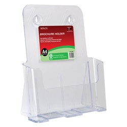 DEFLECTO RECYCLED BROCHURE HOLDER A4 SINGLE TIER FREE STANDING AND WALL MOUNT CLEAR