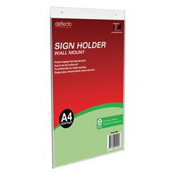 DEFLECTO RECYCLED SIGN HOLDER WALL MOUNT A4 PORTRAIT CLEAR