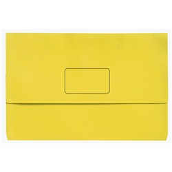 MARBIG SLIMPICK MANILLA DOCUMENT WALLET FOOLSCAP 30MM GUSSET YELLOW PACK OF 10