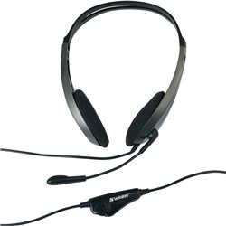 VERBATIM MULTIMEDIA HEADSET WITH MICROPHONE AND VOLUME CONTROL BLACK/GREY