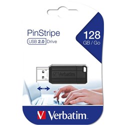 VERBATIM STORE 'N' GO PINSTRIPE USB DRIVE 2.0 128GB BLACK