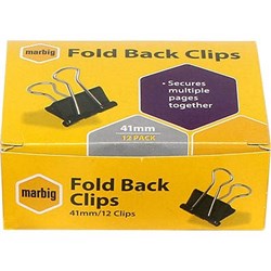 MARBIG FOLDBACK CLIPS 41MM BLACK BOX OF 12