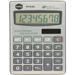 MARBIG HANDHELD POCKET CALCULATOR 8 DIGIT RUBBERISED KEYS SILVER