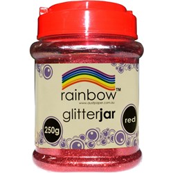 RAINBOW GLITTER JAR RED 250G