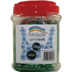 RAINBOW GLITTER BULK JAR GREEN 1KG