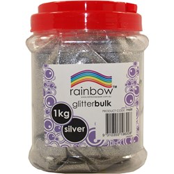 RAINBOW GLITTER BULK JAR SILVER 1KG
