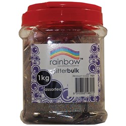 RAINBOW GLITTER BULK JAR ASSORTED 1KG