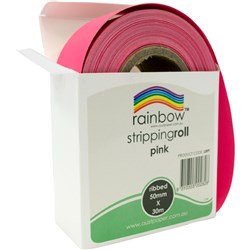 RAINBOW STRIPPING ROLL RIBBED 50MM X 30M PINK