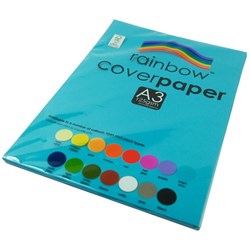 RAINBOW COVER PAPER A3 125GSM BRIGHT BLUE 100 SHEETS
