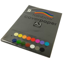RAINBOW COVER PAPER A3 125GSM BLACK 100 SHEETS