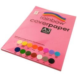 RAINBOW COVER PAPER A3 125GSM HOT PINK 100 SHEETS