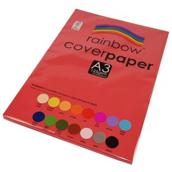RAINBOW COVER PAPER A3 125GSM RED 100 SHEETS