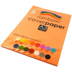 RAINBOW COVER PAPER A3 125GSM SAFFRON ORANGE 100 SHEETS