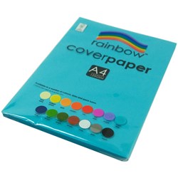 RAINBOW COVER PAPER A4 125GSM BRIGHT BLUE 100 SHEETS