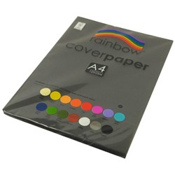 RAINBOW COVER PAPER A4 125GSM BLACK 100 SHEETS