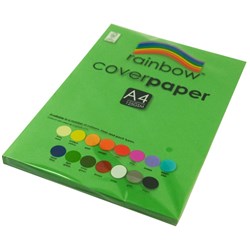 RAINBOW COVER PAPER A4 125GSM LIGHT GREEN 100 SHEETS