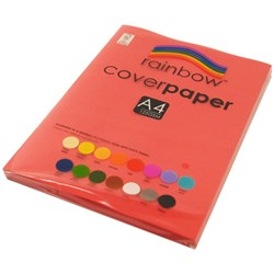 RAINBOW COVER PAPER A4 125GSM RED 100 SHEETS