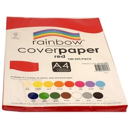 Rainbow Cover Paper A4 125gsm Red 100 Sheets