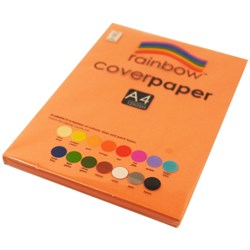 RAINBOW COVER PAPER A4 125GSM SAFFRON ORANGE 100 SHEETS