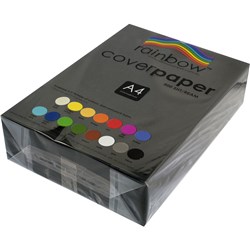 RAINBOW COVER PAPER A4 125GSM BLACK 500 SHEETS