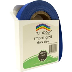RAINBOW STRIPPING ROLL RIBBED 25MM X 30M DARK BLUE