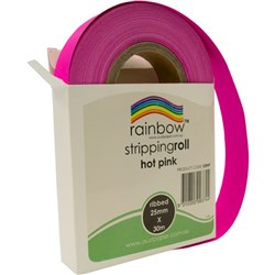 RAINBOW STRIPPING ROLL RIBBED 25MM X 30M HOT PINK
