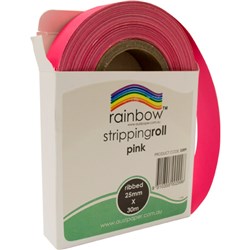 RAINBOW STRIPPING ROLL RIBBED 25MM X 30M PINK