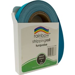 RAINBOW STRIPPING ROLL RIBBED 25MM X 30M TURQUOISE