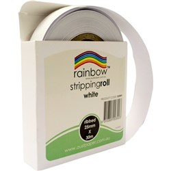 RAINBOW STRIPPING ROLL RIBBED 25MM X 30M WHITE