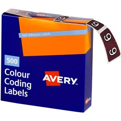 AVERY NUMERIC CODING LABEL 9 SIDE TAB 25X38MM BROWN BOX OF 500