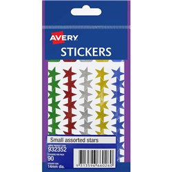 AVERY STICKER HANDIPACKS SMALL STARS ASSORTED COLOURS PACK OF 90