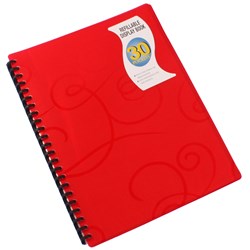 BANTEX DISPLAY BOOK A4 REFILLABLE 30 POCKET JEWEL RED