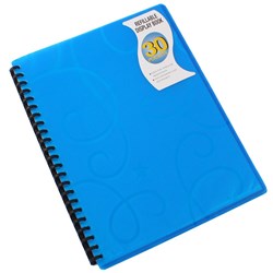 BANTEX DISPLAY BOOK A4 REFILLABLE 30 POCKET JEWEL BLUE