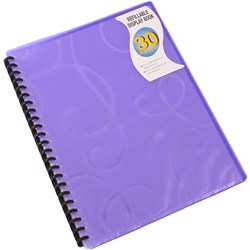 BANTEX DISPLAY BOOK A4 REFILLABLE 30 POCKET JEWEL LILAC