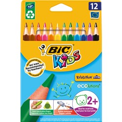 BIC EVOLUTION ECOLUTIONS KIDS TRIANGULAR COLOUR PENCIL WOOD FREE PACK OF 12