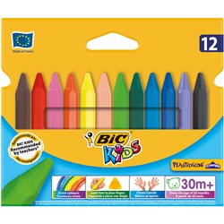 BIC PLASTIDECOR KIDS CRAYON TRIANGULAR ASSORTED WALLET OF 12