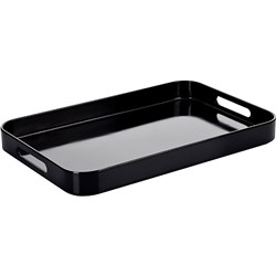 COMPASS LARGE MELAMINE TRAY WITH SIDE HANDLES 480 X 310 X 43MM BLACK