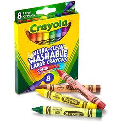 CRAYOLA CRAYONS LARGE WASHABLE ASSORTED PACK OF 8