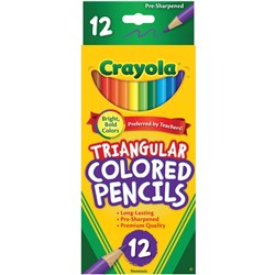 CRAYOLA TRIANGULAR COLOURED PENCILS FULL SIZE ASSORTED PACK OF 12