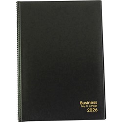 BUSINESS DIARY A4 DAY TO PAGE BLACK