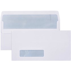 CUMBERLAND WINDOW FACE ENVELOPE DLX SELF SEAL SECRETIVE WHITE BOX OF 500