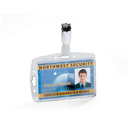 DURABLE SECURITY PASS HOLDER ACRYLIC WITH ROTATING CLIP BOX OF 25